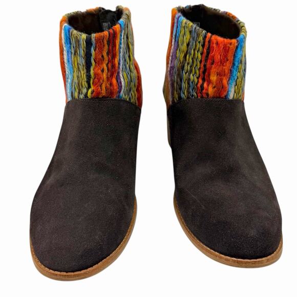 TOMS LEILA SUEDE & FABRIC BOOTS BOHO WESTERN ANKLE BOOTIES SIZE 12 WIDE *READ* - Picture 2 of 6